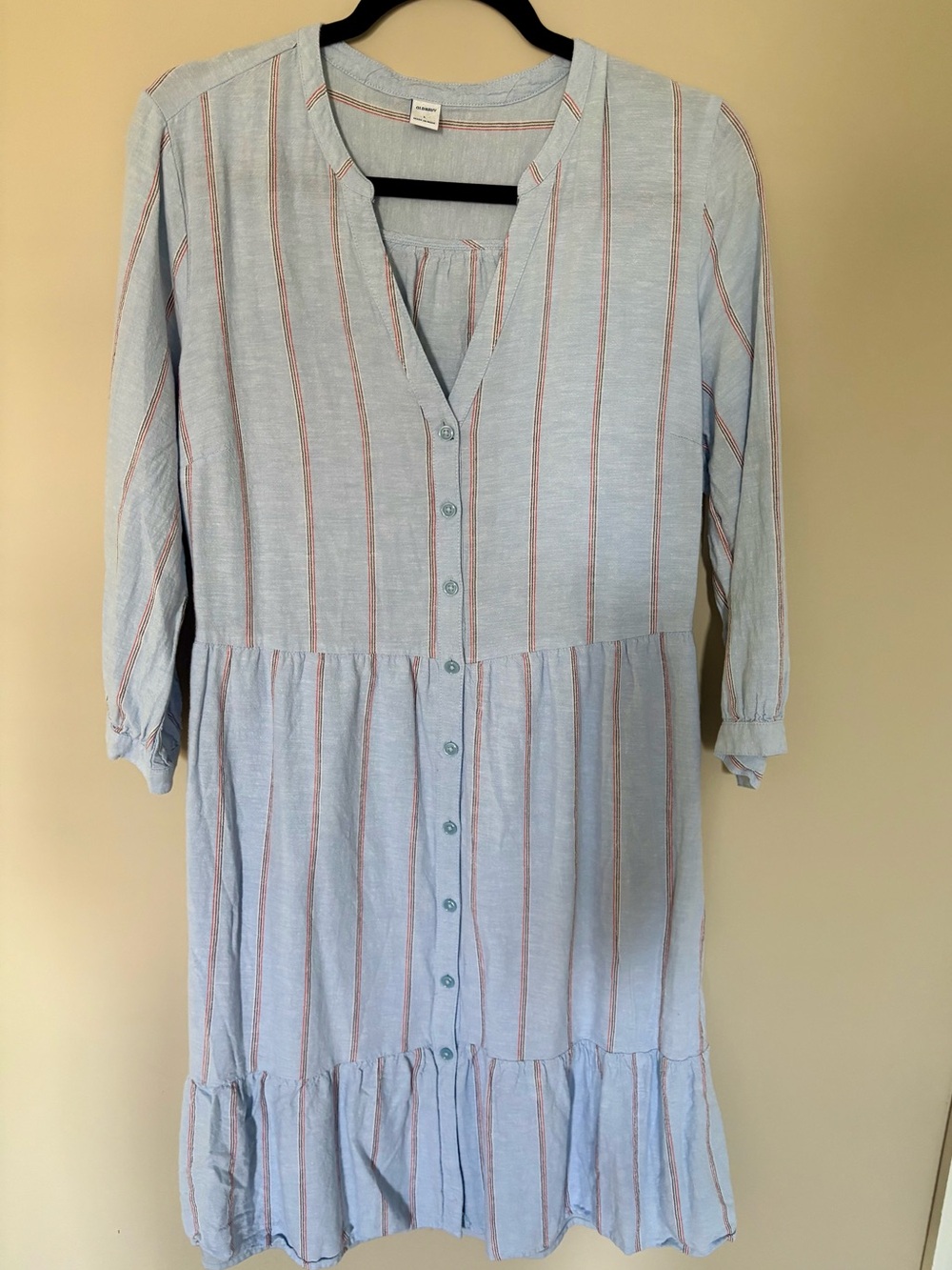 Old Navy Light Blue Top with Rust Stripe Detail